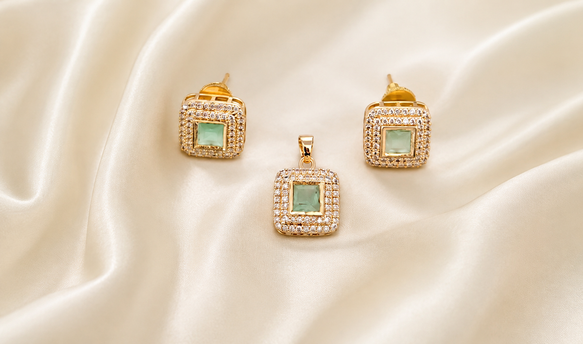 Gold Plated A.D Pendant Set