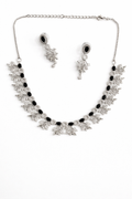 Elegant A.D. Stone Necklace Set with Black Accents