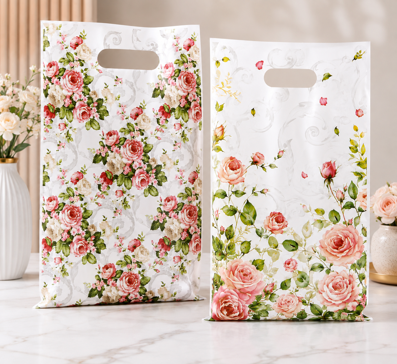 Floral Rose Gift Bag 10 Pieces Pack
