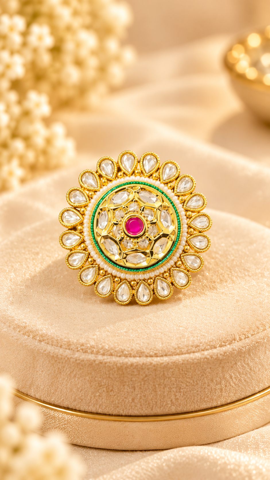 Indian Traditional Pachi Kundan Rings
