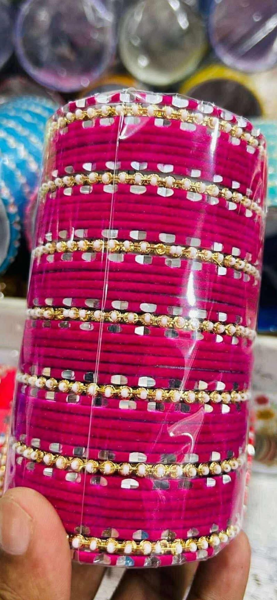 Luxury Velvet Beaded Bangles Set (45 Pieces) – Traditional Festive Collection