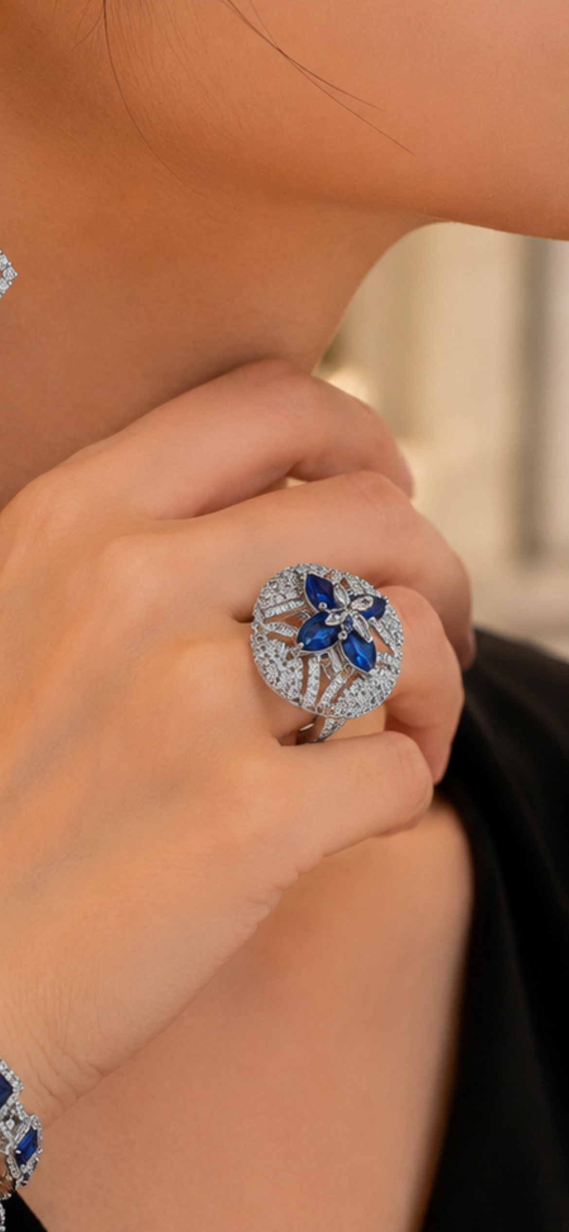Royal Blue AD Stone Jewellery Set