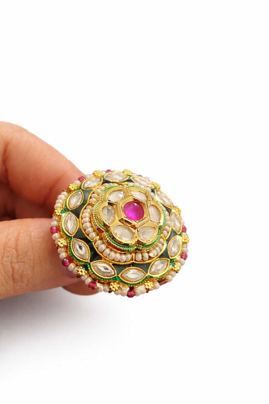 Indian Traditional Pachi Kundan Rings