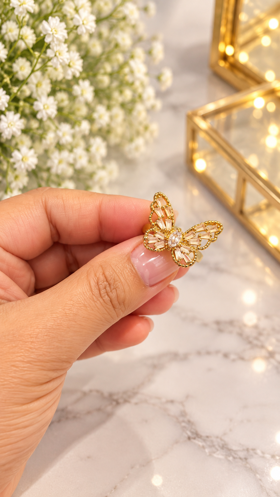 🦋 Butterfly Ring Combo Set with LED Gift Box