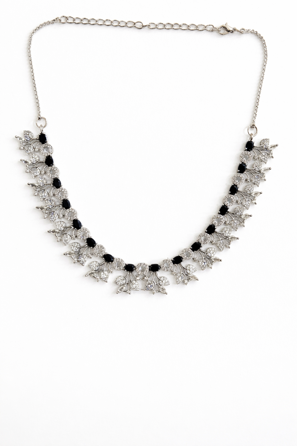 Elegant A.D. Stone Necklace Set with Black Accents
