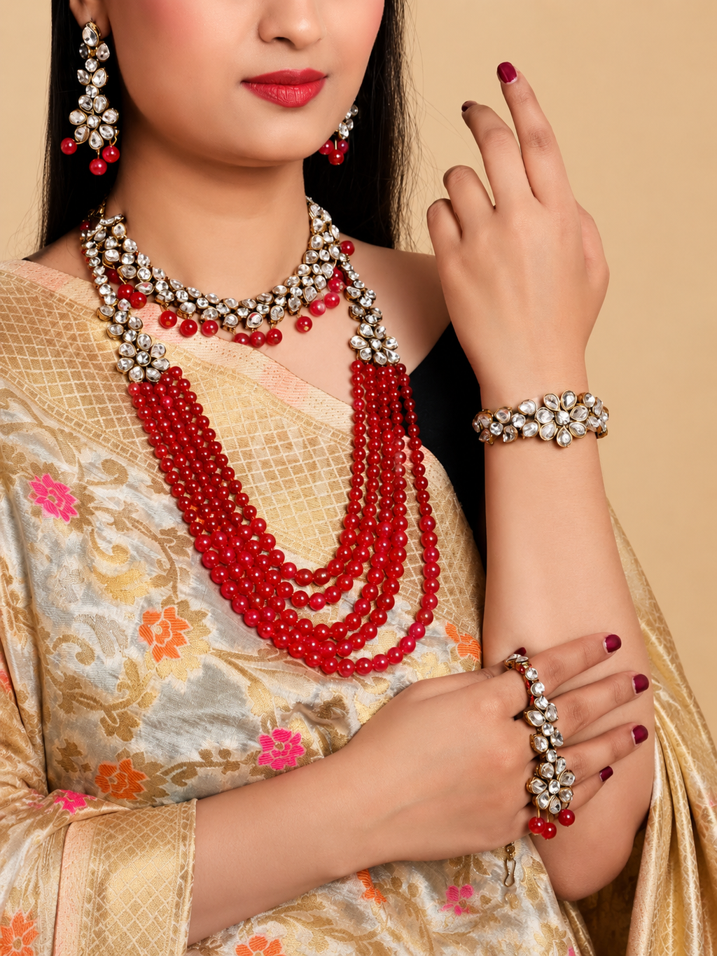 Gold Plated Semi Bridal Necklace Combo