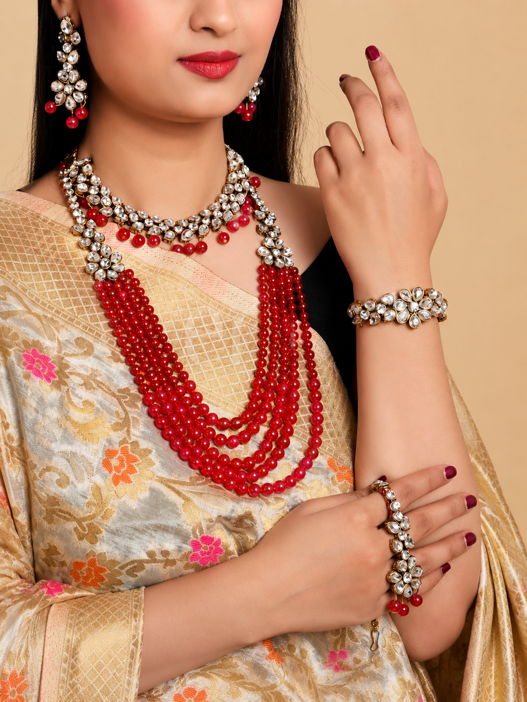 Gold Plated Semi Bridal Necklace Combo