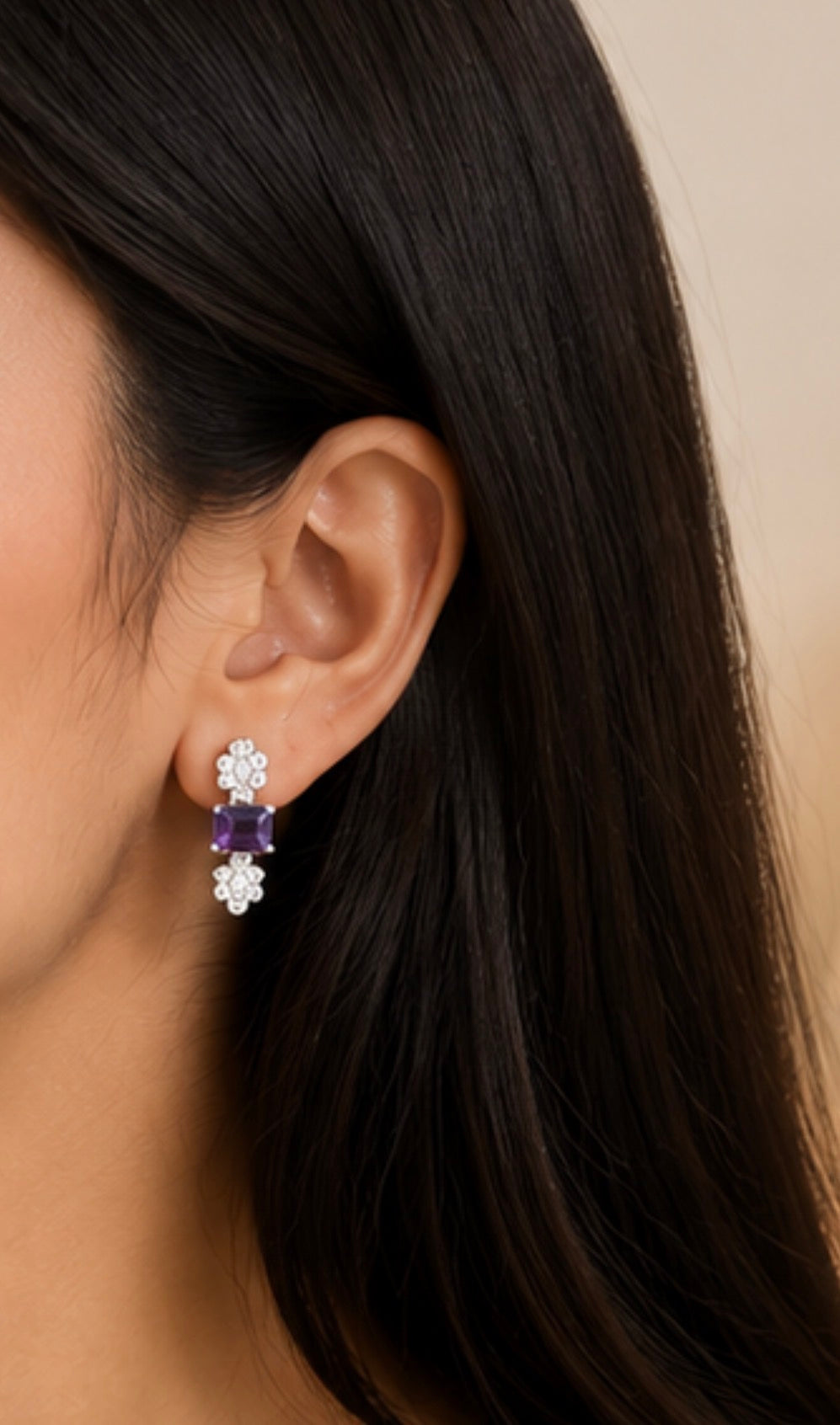 Elegant A.D Stone Necklace & Earrings Set