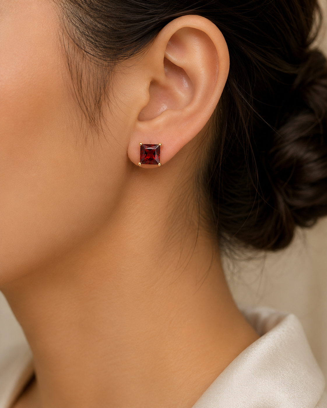 18k Gold Plated Square Zircon Ear Studs