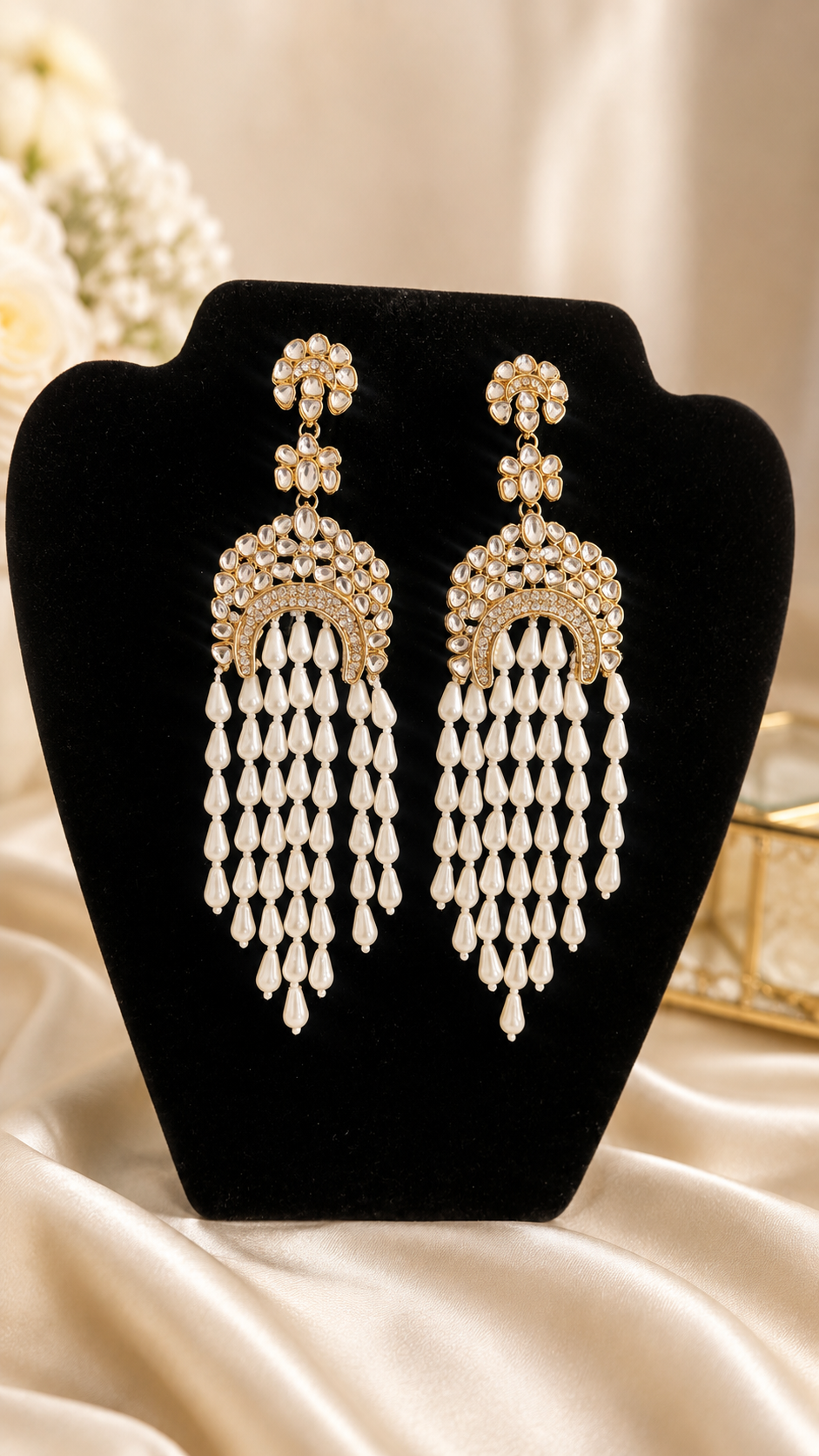 Premium Dangle Kundan And Pearl Earrings