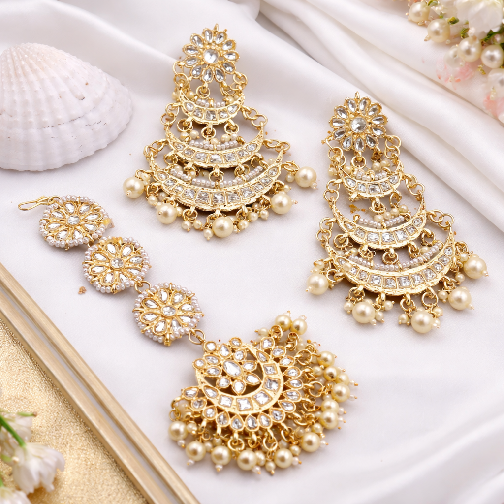 Beautiful Mangtika And Earrings Set
