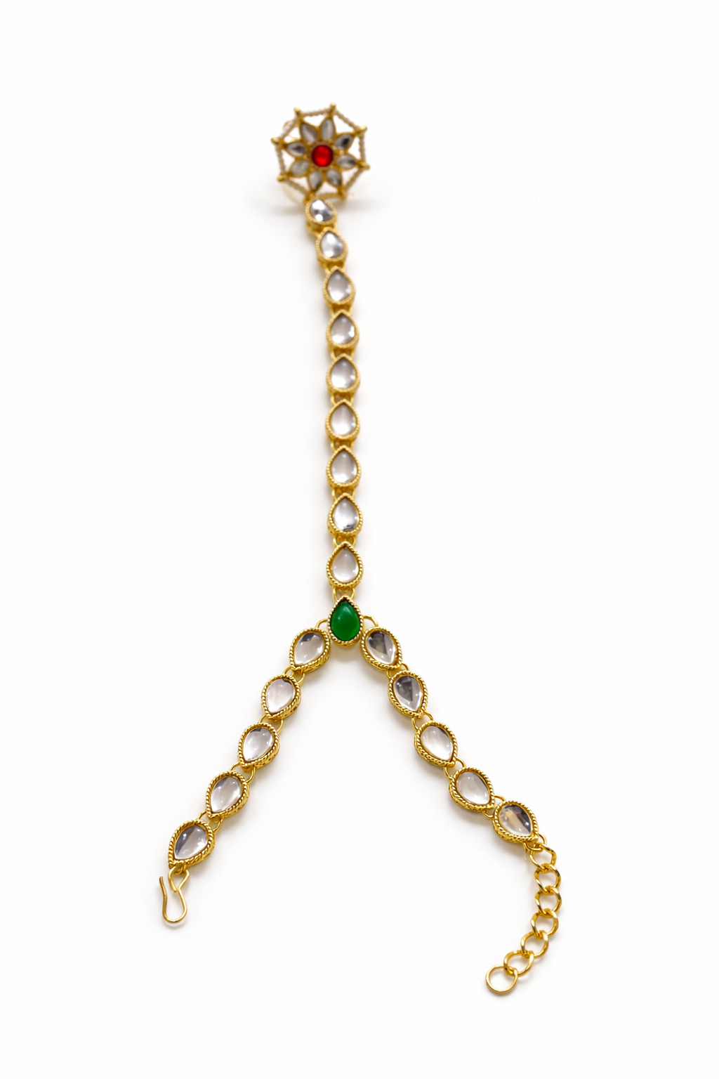 Single Chain Kundan Haat Panja Bracelet – Gold Plated