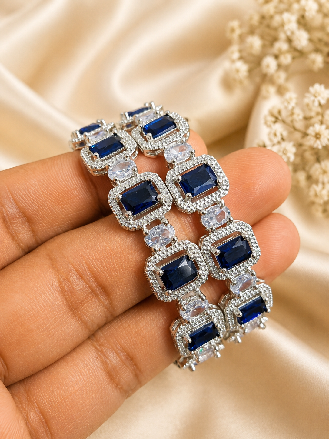 Royal Blue AD Stone Jewellery Set