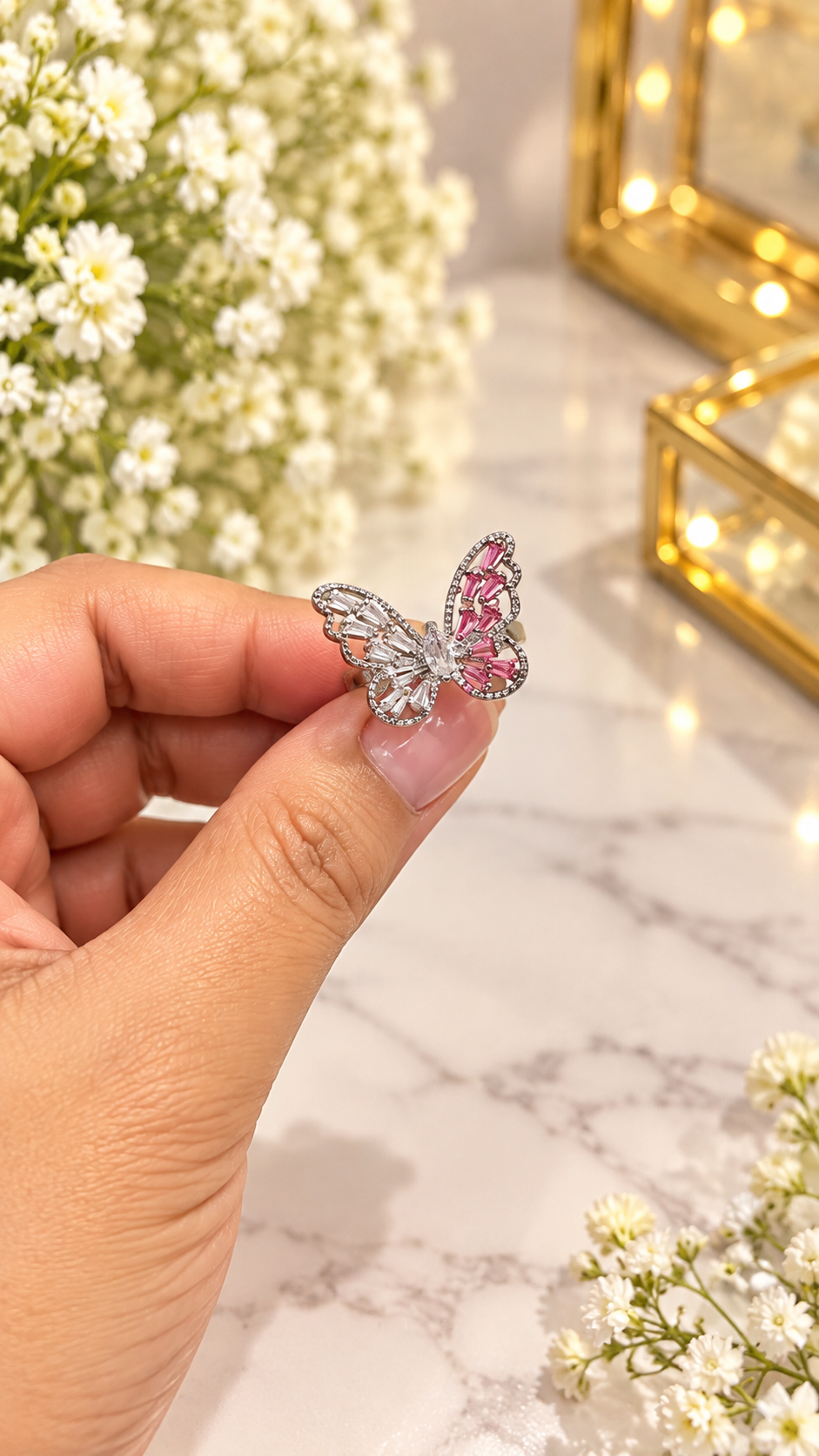 🦋 Butterfly Ring Combo Set with LED Gift Box