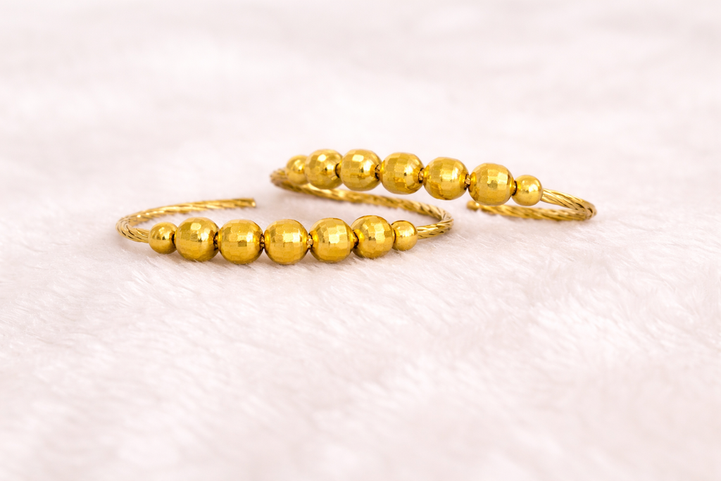 Gold Tone Ball Bangles 2 Piece Set