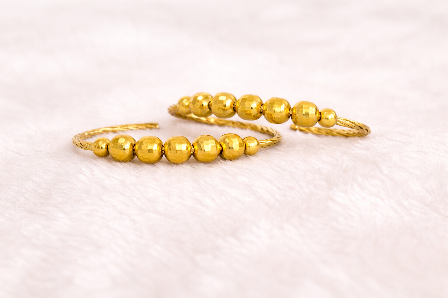 Gold Tone Ball Bangles 2 Piece Set