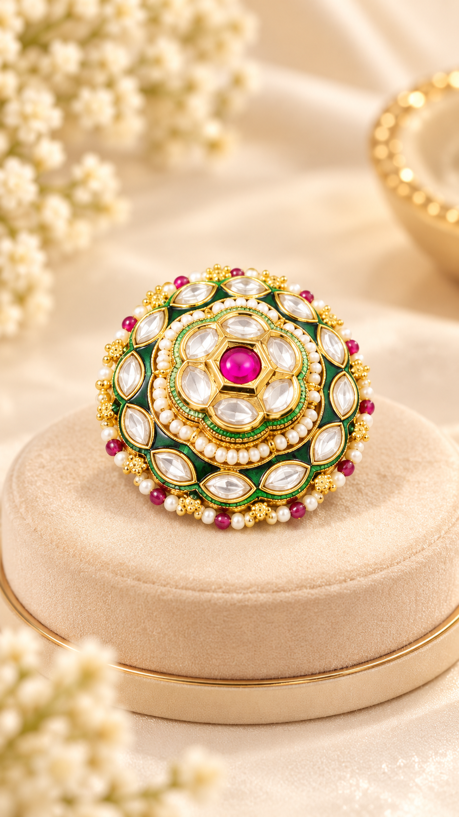 Indian Traditional Pachi Kundan Rings
