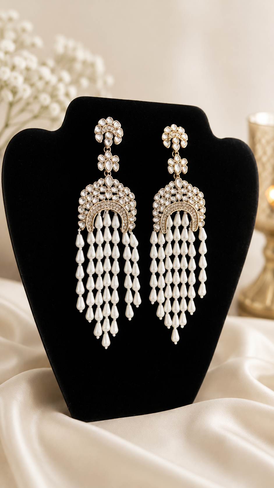 Premium Dangle Kundan And Pearl Earrings