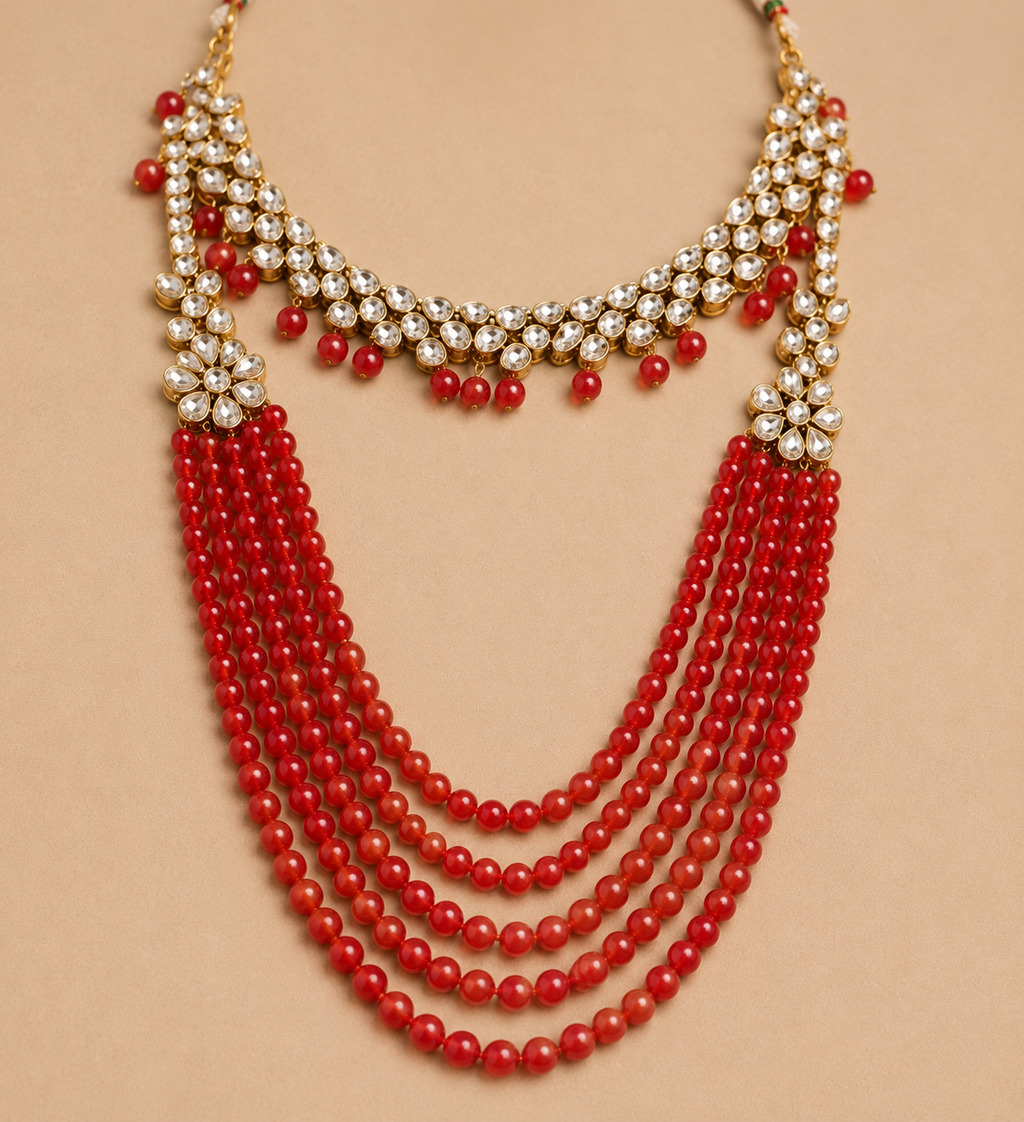 Gold Plated Semi Bridal Necklace Combo