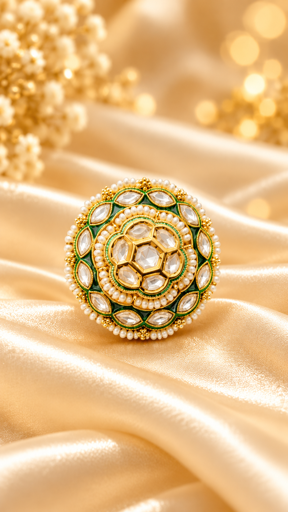 Indian Traditional Pachi Kundan Rings