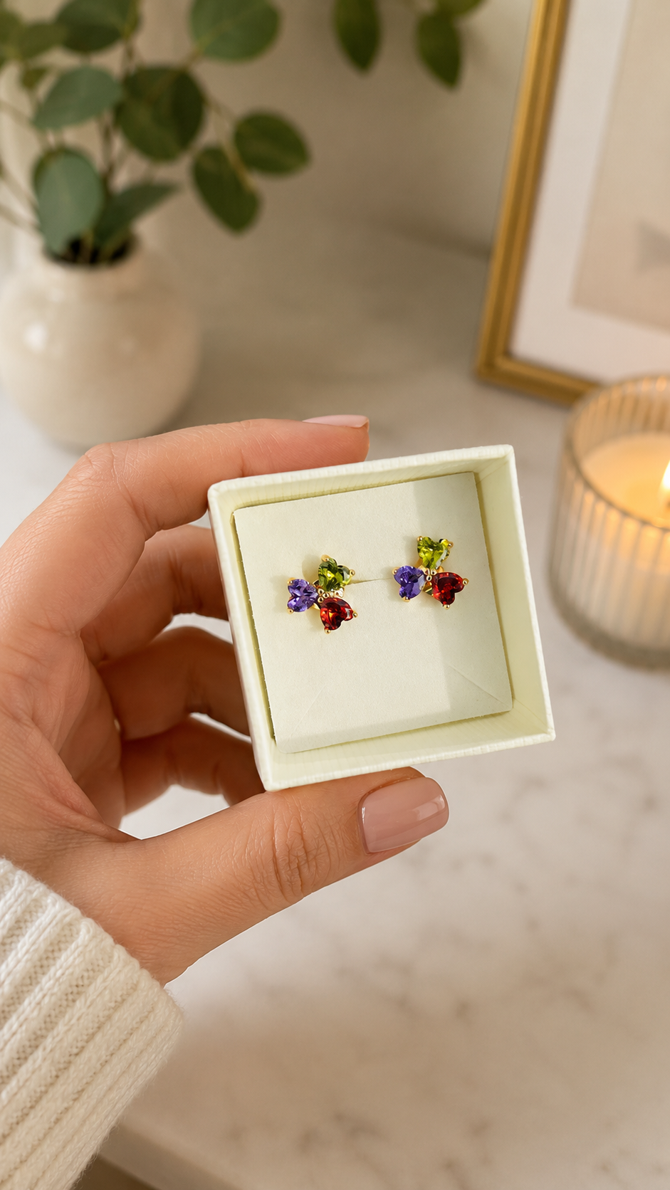18K Gold Plated Multi-Stone Zircon Ear Studs