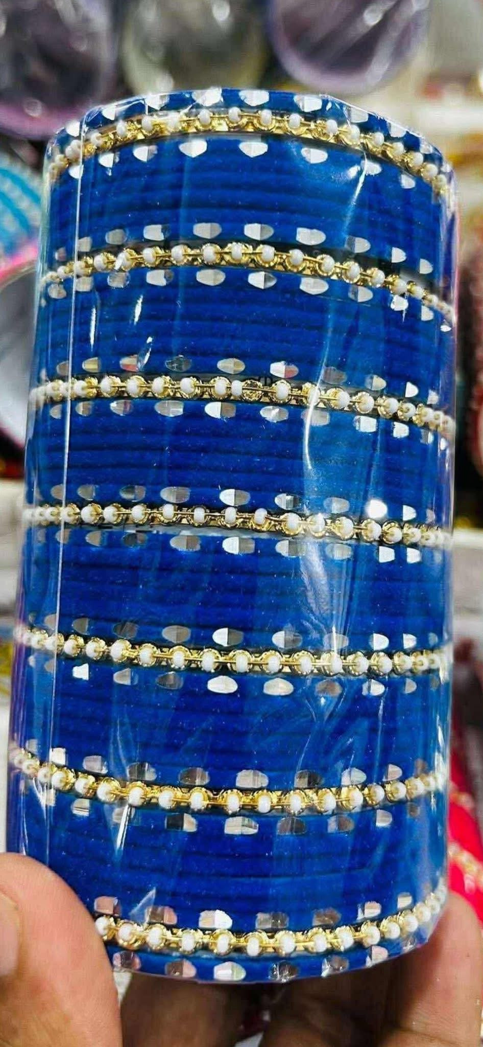 Luxury Velvet Beaded Bangles Set (45 Pieces) – Traditional Festive Collection