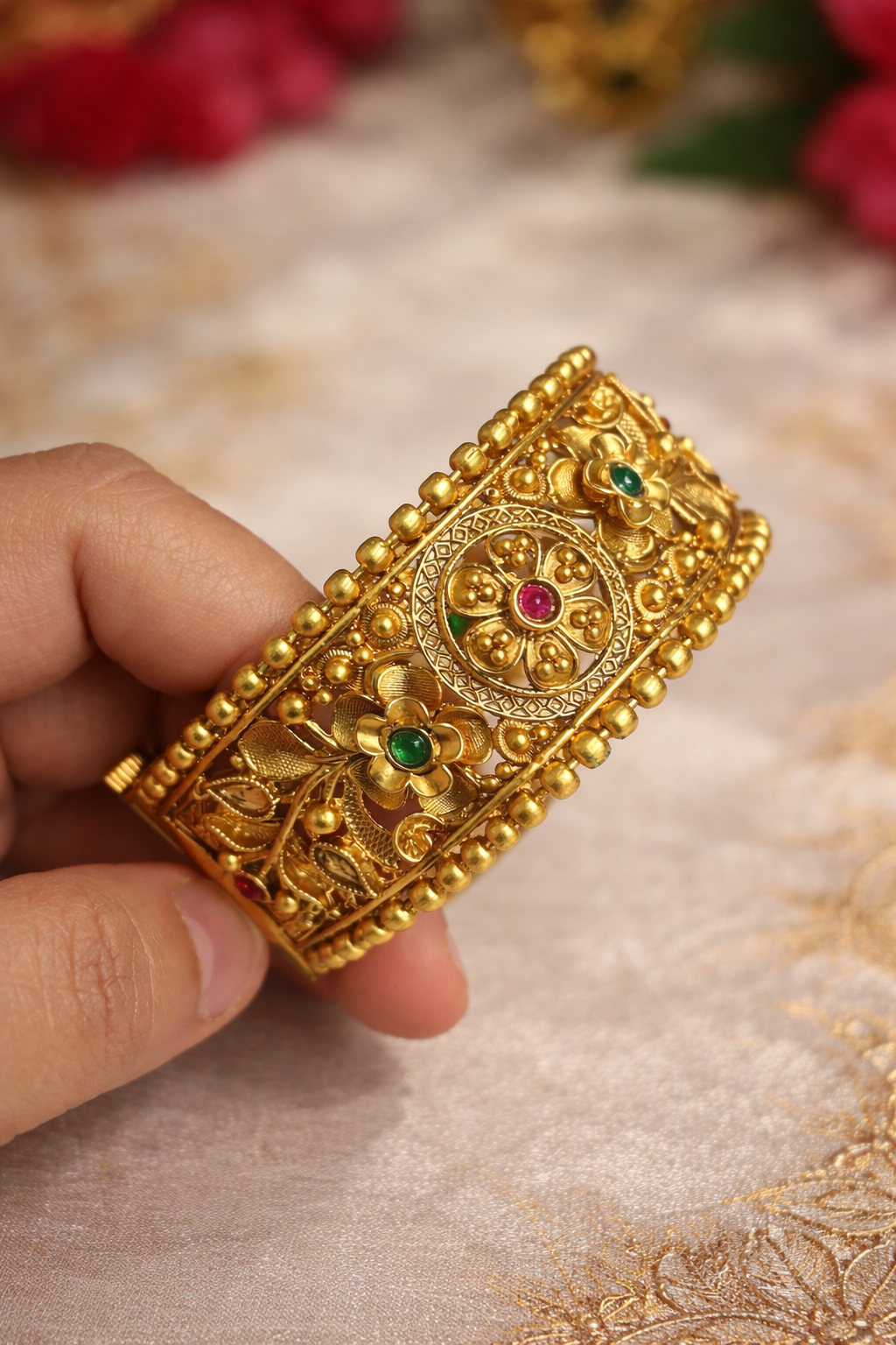 Traditional Copper Open Cuff Bridal Bangle Set