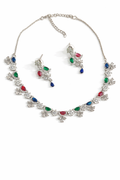Elegant A.D. Stone Silver-Plated Necklace Set – Timeless Sparkle