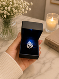 Silver Plated Adjustable Ad Ring With Led Ring Box