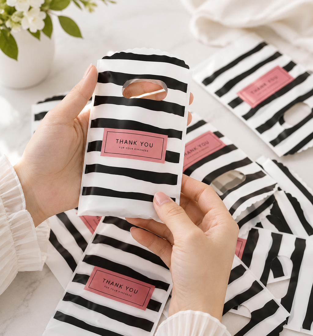 Striped Thank You Gift Bags – Small Gift Bags 10 Pieces Pack
