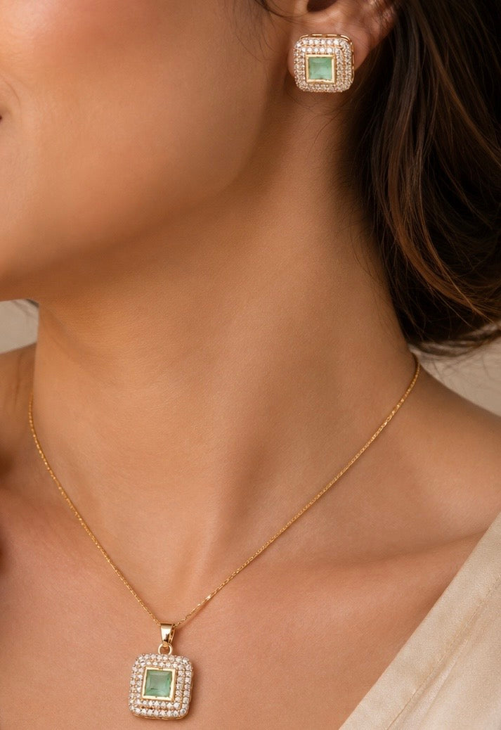 Gold Plated A.D Pendant Set