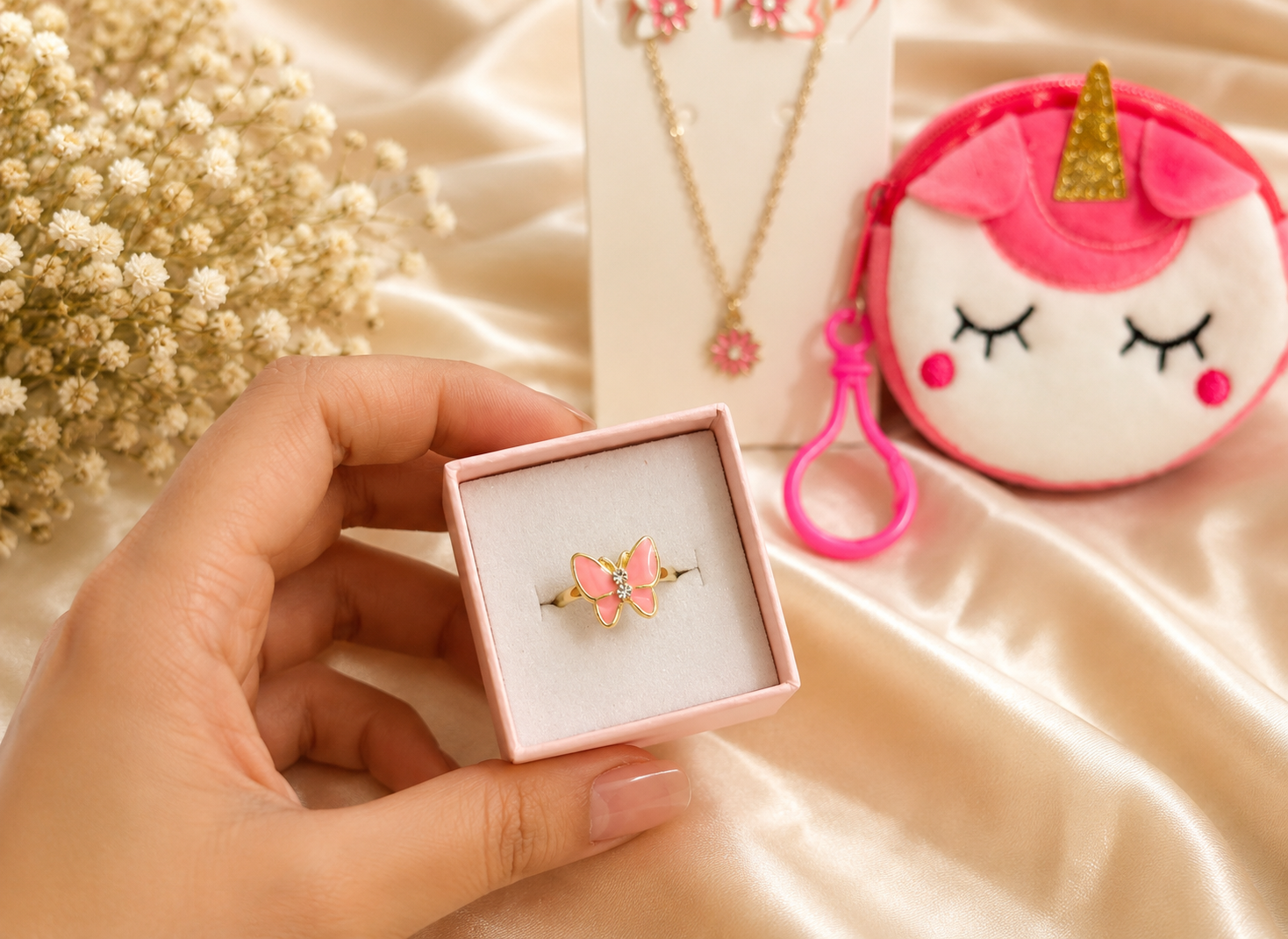 Pink Unicorn Kids Jewellery & Coin Pouch Set