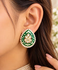Minakari Teardrop Earrings With  Pearl Border