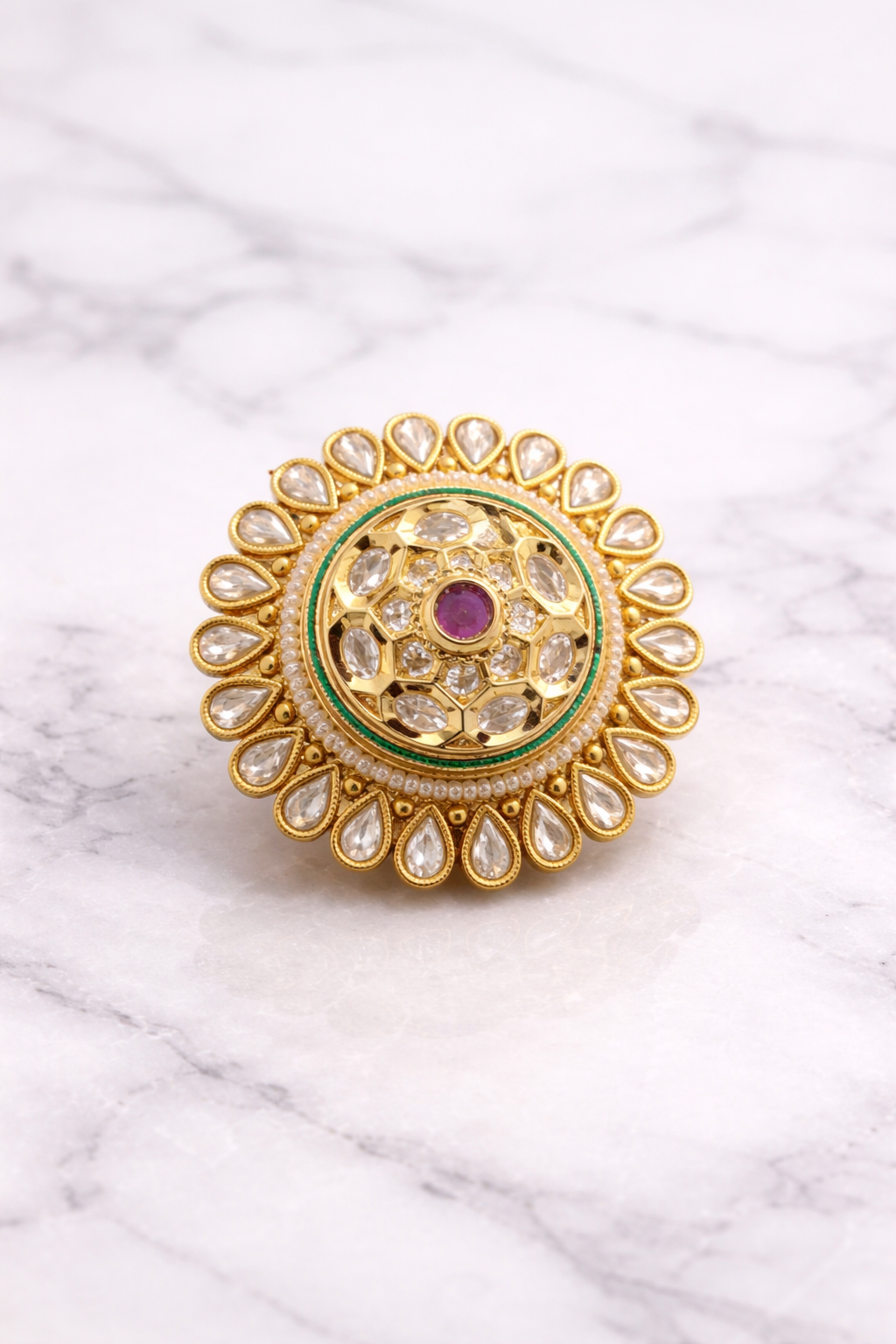 Indian Traditional Pachi Kundan Rings