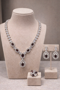 AD Stone Silver Plated Necklace Sets