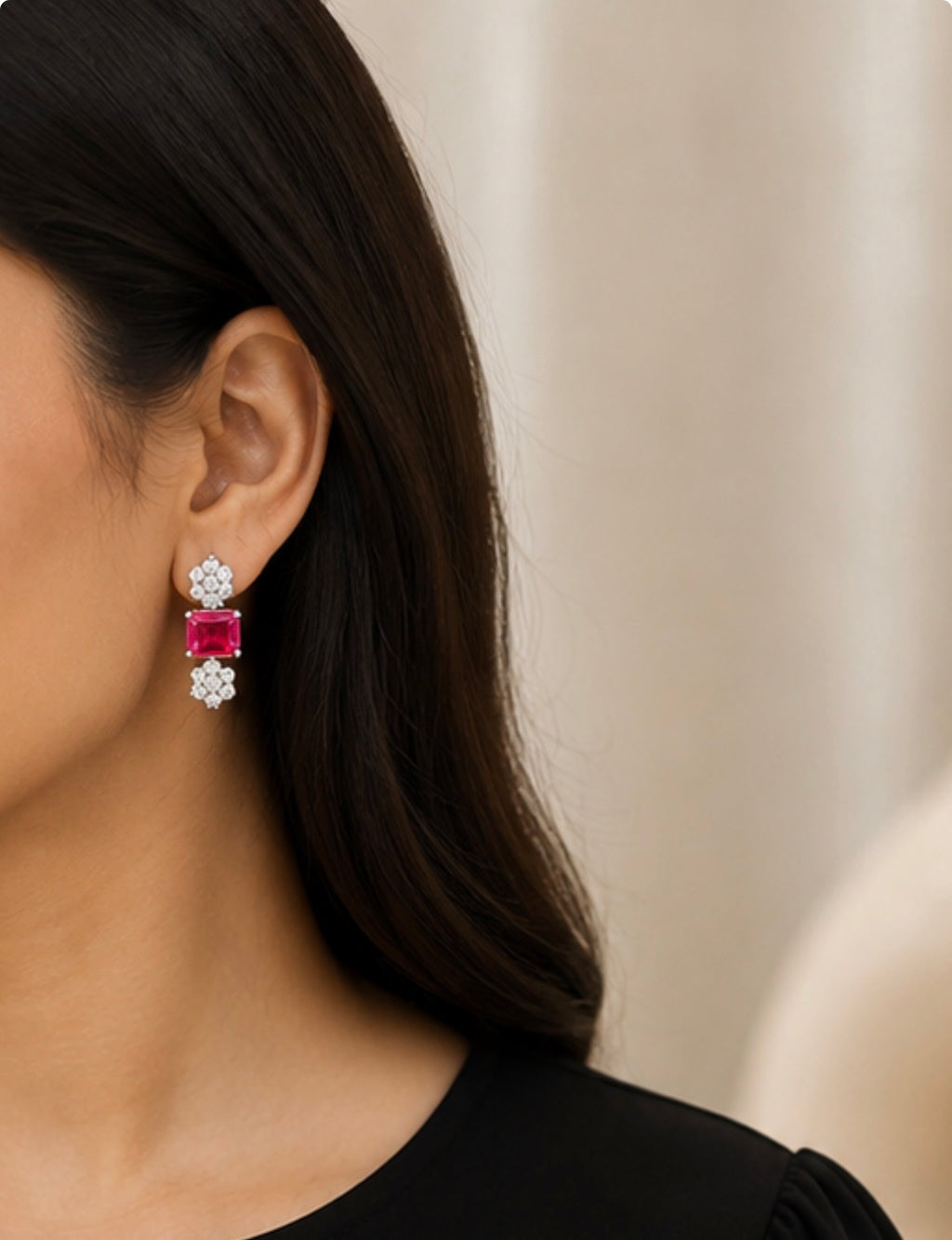 Elegant A.D Stone Necklace & Earrings Set