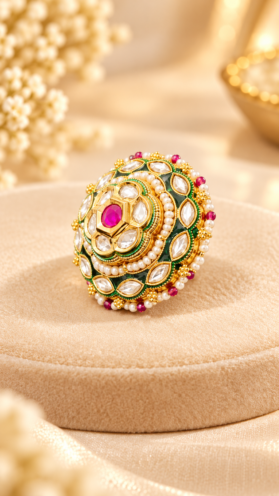 Indian Traditional Pachi Kundan Rings