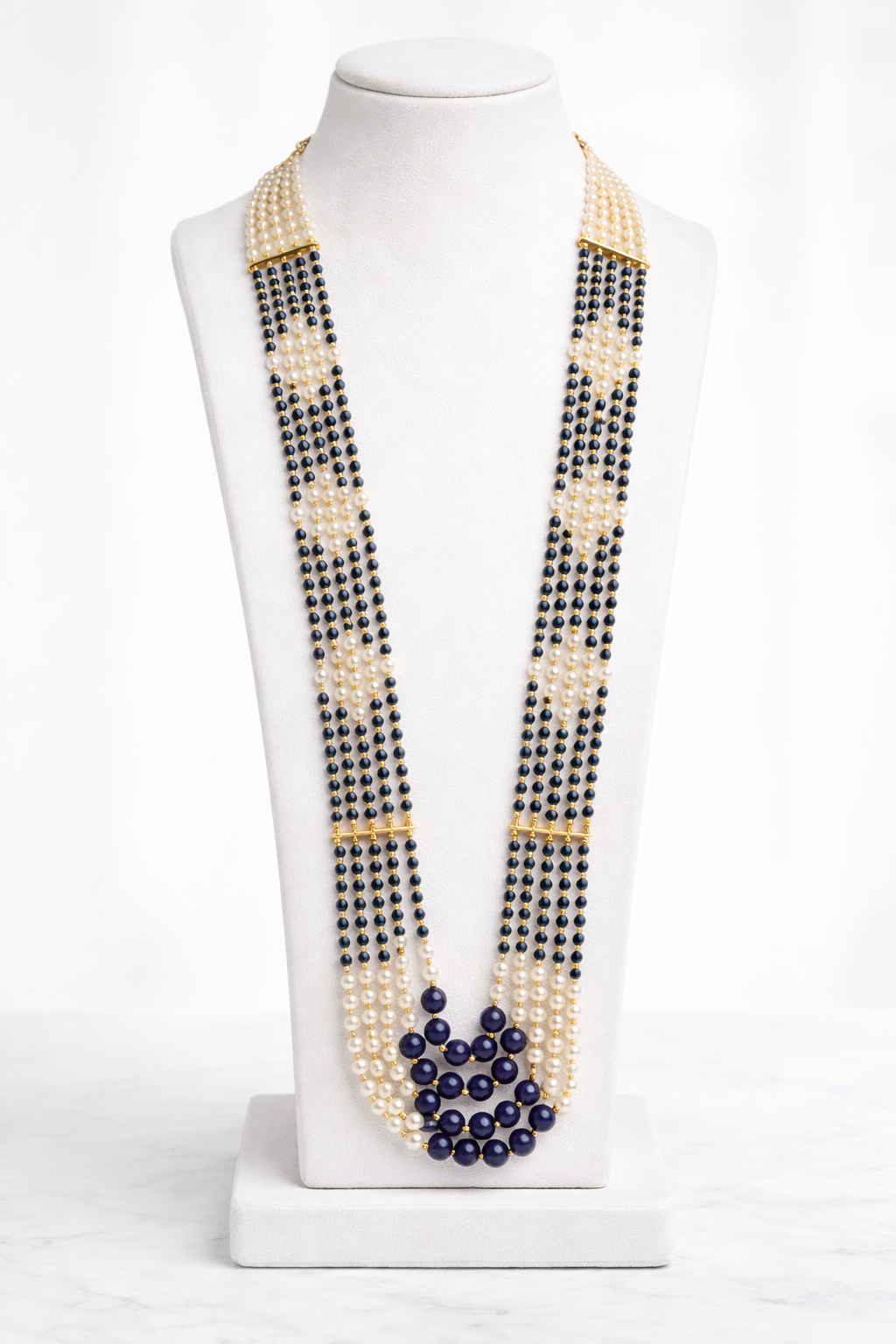 A.D Stone Copper Mala/Long Necklace With Earrings