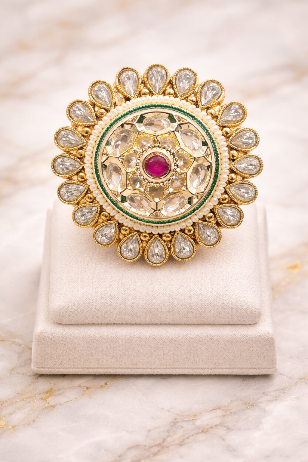 Beautiful Kundan Adjustable Ring