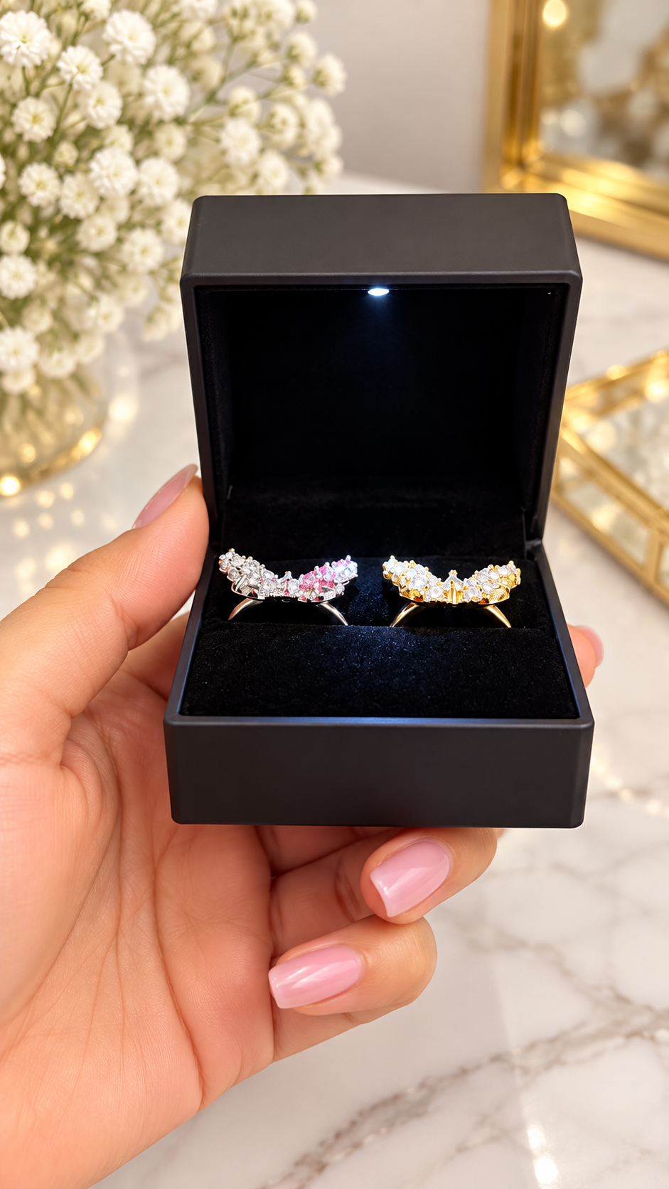 🦋 Butterfly Ring Combo Set with LED Gift Box