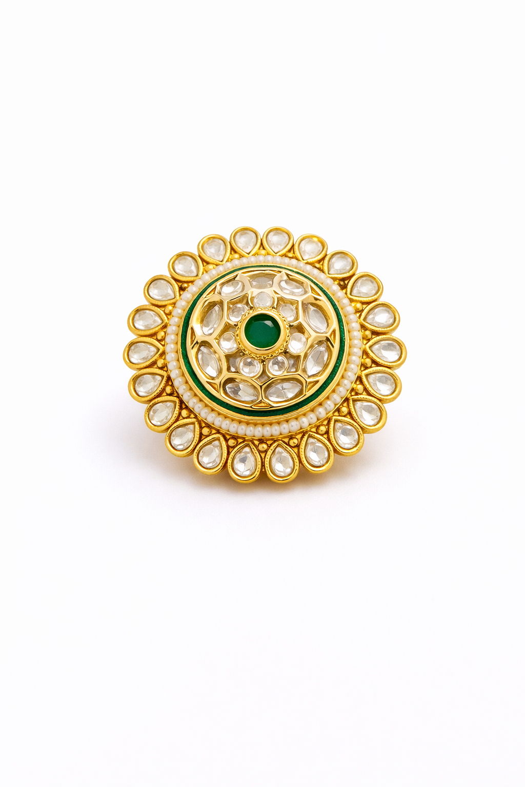 Indian Traditional Pachi Kundan Rings