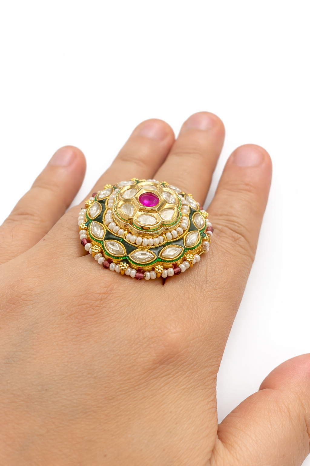 Indian Traditional Pachi Kundan Rings