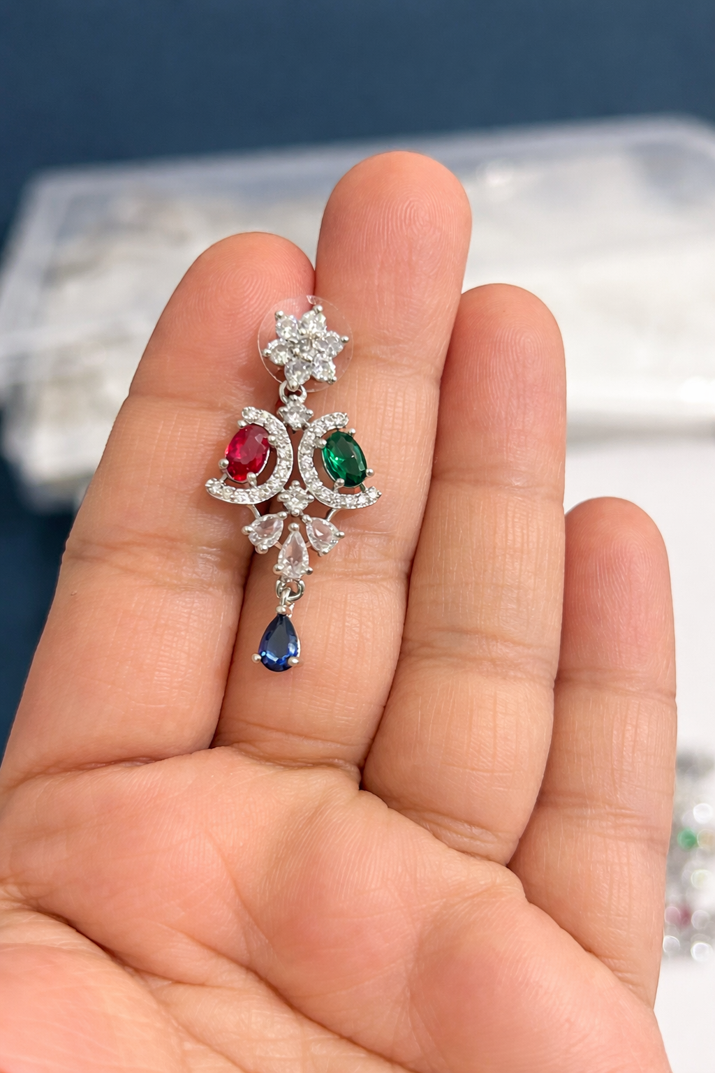 Elegant A.D. Stone Silver-Plated Necklace Set – Timeless Sparkle