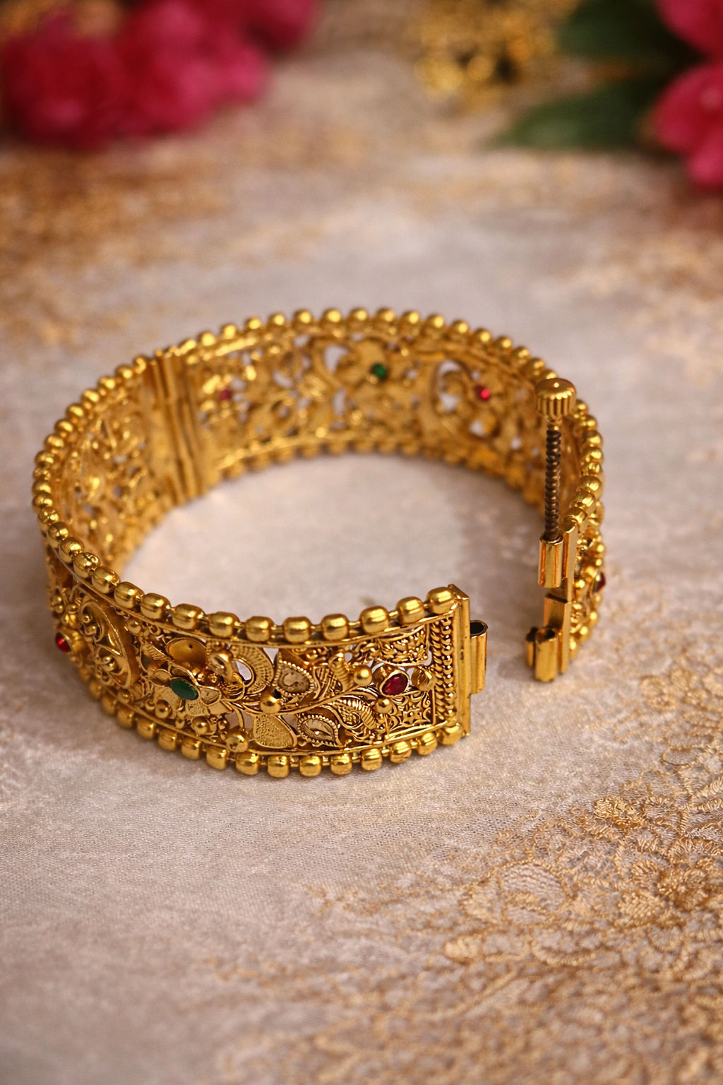 Traditional Copper Open Cuff Bridal Bangle Set