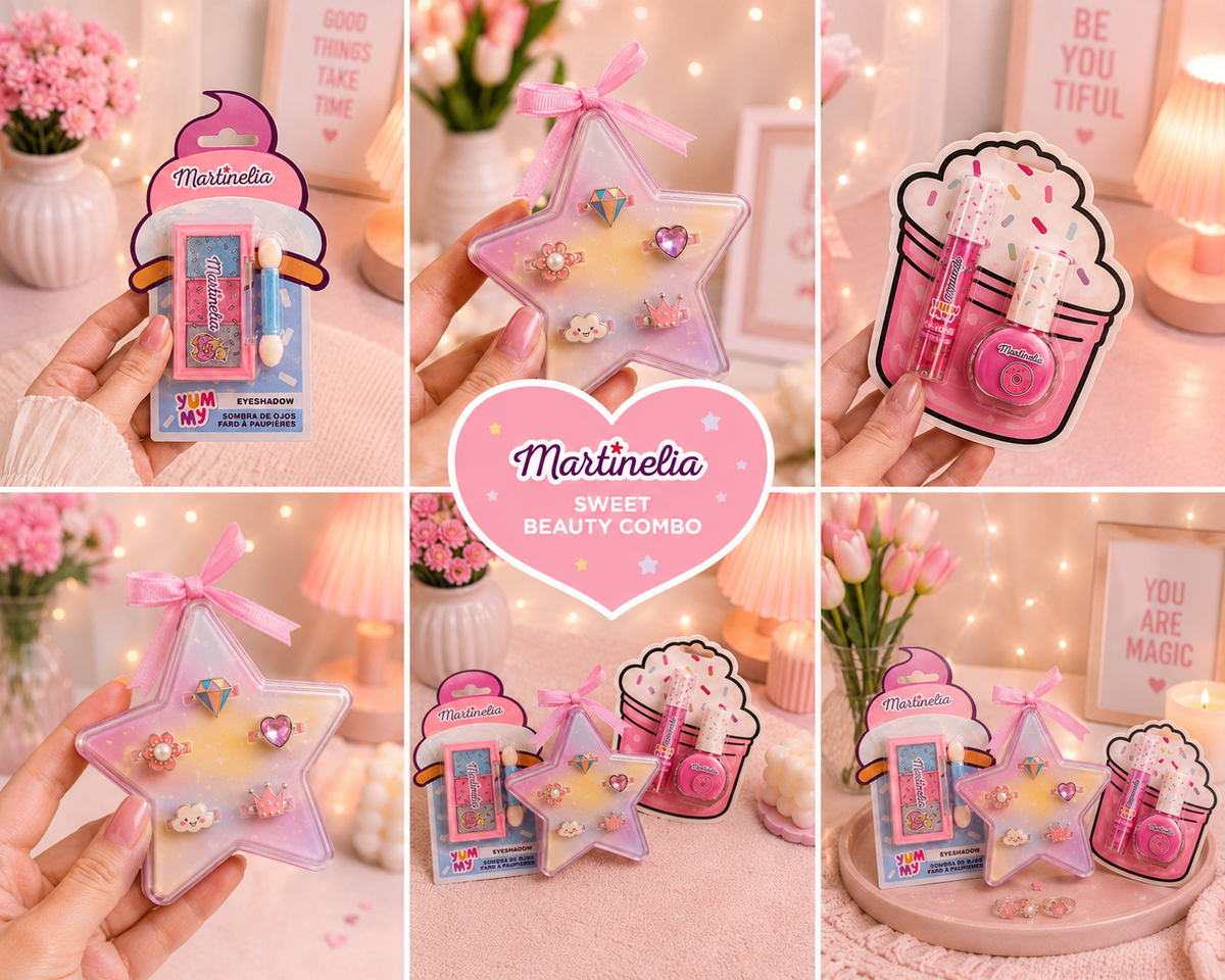 Martinelia Sweet Beauty Combo – Eyeshadow, Lip Gloss & Nail Polish & Ring Set