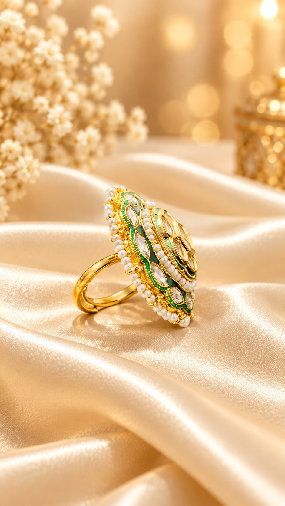 Indian Traditional Pachi Kundan Rings