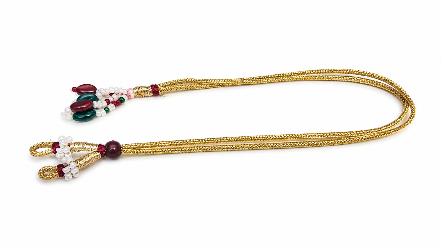 Golden Zari Multicolor Beaded Adjustable Necklace Tassel