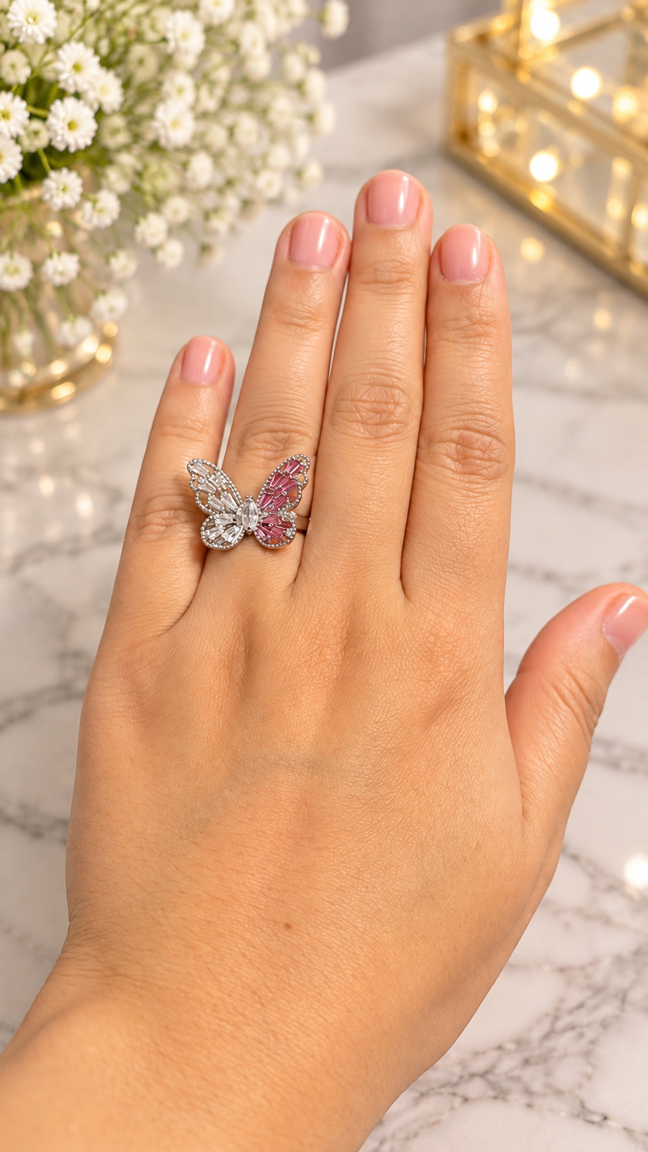 🦋 Butterfly Ring Combo Set with LED Gift Box
