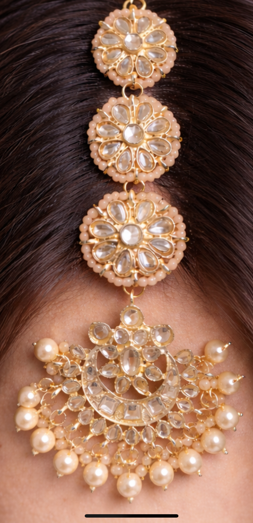 Traditional Chandbali Kundan Maang Tikka