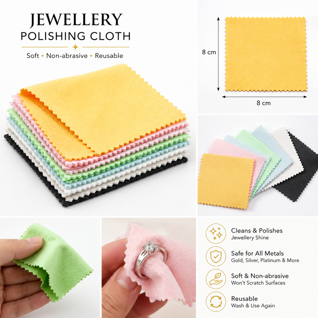 10 Pieces Mixed Jewellery Polishing Cloth Pack